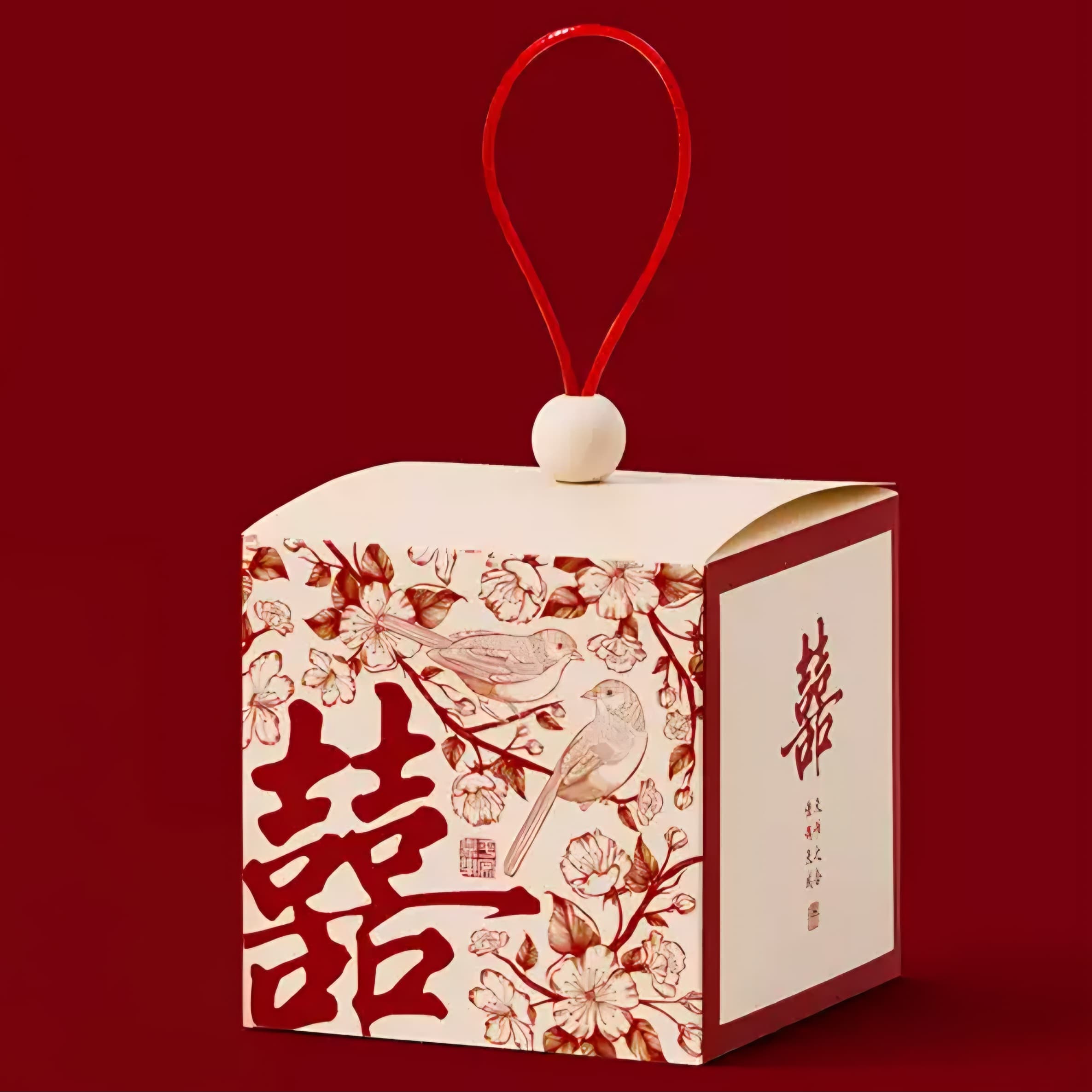 Joy-Bringing Magpie Square Favor Box with Handle