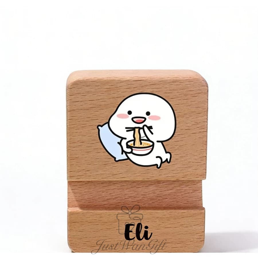 Quby Wood Phone Stand with Customizable Name