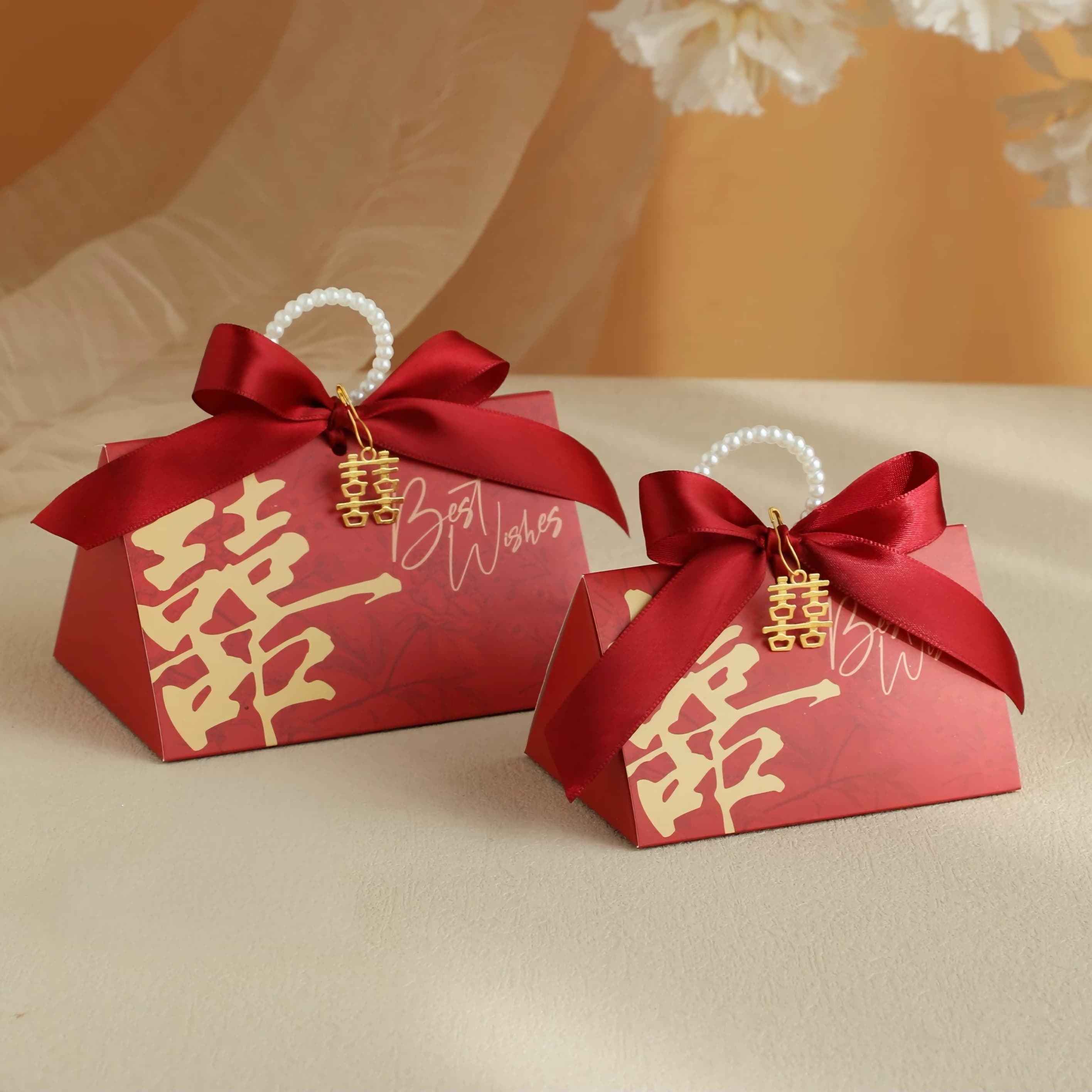 Modern Oriental Box with with Pearl Ring Handle