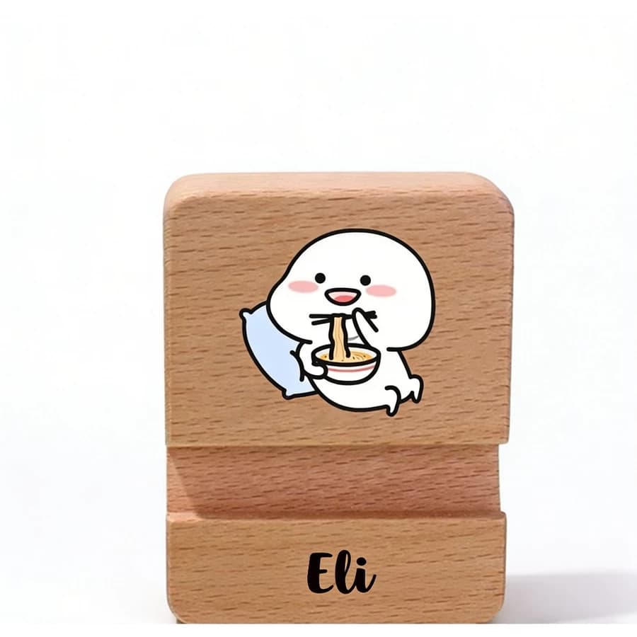 Quby Wood Phone Stand with Customizable Name