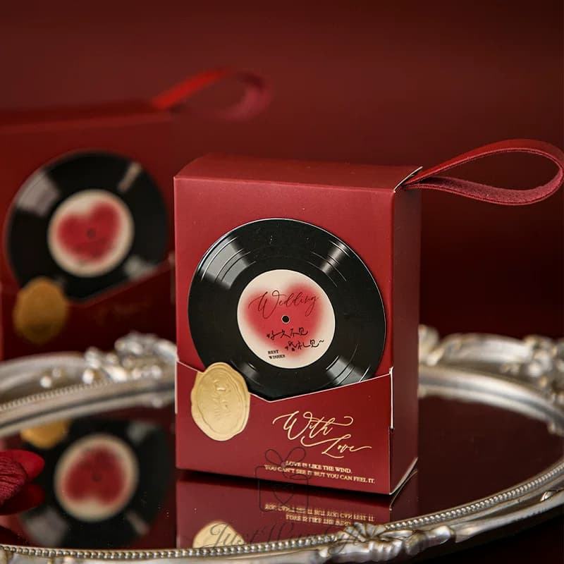 Vinyl Record Themed Wedding Favor Box