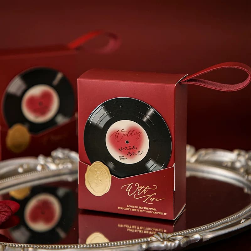 Vinyl Record Themed Wedding Favor Box