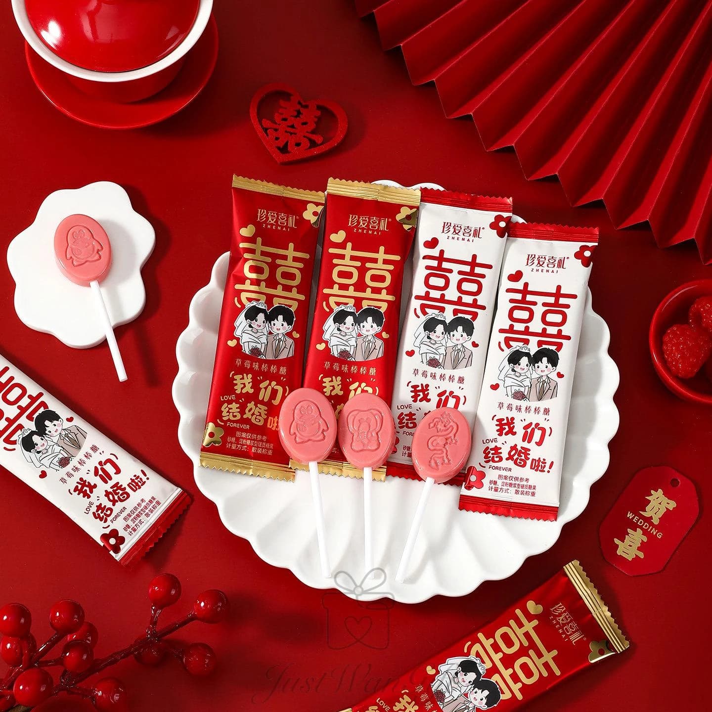 "Just Married" Strawberry Lollipop
